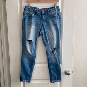 YMI Light Blue Distressed Ankle Jeans